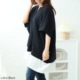 大きいサイズレディース チュニック フェイクレイヤードキーネックドルマンチュニッ… | GOLDJAPAN 大きいサイズ専門店 | 詳細画像12