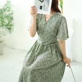 大きいサイズレディース ワンピース 小花柄ウエスト切り替えカシュクールワンピース | GOLDJAPAN 大きいサイズ専門店 | 詳細画像10