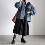 大きいサイズレディース ワンピース レイヤード風スキッパーネックフレアワンピース | GOLDJAPAN　大きいサイズ専門店 | 詳細画像8 