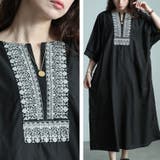 大きいサイズレディース ワンピース エスニック刺繍キーネックインド綿ワンピース | GOLDJAPAN　大きいサイズ専門店 | 詳細画像7 