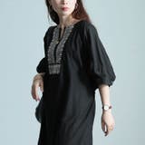 大きいサイズレディース ワンピース エスニック刺繍キーネックインド綿ワンピース | GOLDJAPAN　大きいサイズ専門店 | 詳細画像11 