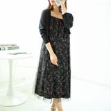 大きいサイズレディース ワンピース ボレロ＆ドットチュールレイヤード花柄キャミワ… | GOLDJAPAN　大きいサイズ専門店 | 詳細画像9 