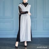 大きいサイズレディース ワンピース 配色ニットノースリーブパーカーワンピース | GOLDJAPAN 大きいサイズ専門店 | 詳細画像13