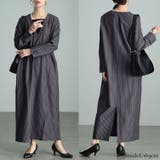 大きいサイズレディース ワンピース 重ね着風ピンストライプスリットワンピース | GOLDJAPAN　大きいサイズ専門店 | 詳細画像13 