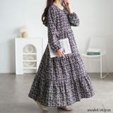 大きいサイズレディース ワンピース 小花柄ティアードマキシワンピース | GOLDJAPAN 大きいサイズ専門店 | 詳細画像8