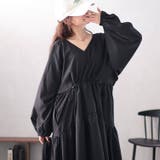 大きいサイズレディース ワンピース Vネックドロストギャザーワンピース | GOLDJAPAN 大きいサイズ専門店 | 詳細画像13