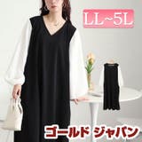 大きいサイズレディース ワンピース フェイクレイヤードフレアワンピース | GOLDJAPAN　大きいサイズ専門店 | 詳細画像1 