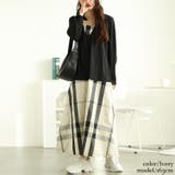 大きいサイズレディース ワンピース フェイクレイヤードチェック柄ワンピース | GOLDJAPAN　大きいサイズ専門店 | 詳細画像7 