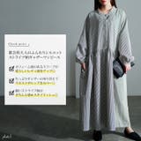 大きいサイズレディース ワンピース ストライプギャザーフレアワンピース | GOLDJAPAN 大きいサイズ専門店 | 詳細画像2