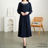 大きいサイズレディース ワンピース 胸元タックパール付きフレアワンピース | GOLDJAPAN 大きいサイズ専門店 | 詳細画像6