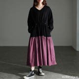 大きいサイズレディース ワンピース ウエストドロストフレアドッキングワンピース | GOLDJAPAN　大きいサイズ専門店 | 詳細画像9 