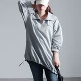 杢グレー | 大きいサイズレディース チュニック リブ切り替えハーフジップチュニック | GOLDJAPAN　大きいサイズ専門店