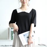 ブラック×ホワイト | 大きいサイズレディース トップス ニット | GOLDJAPAN 大きいサイズ専門店