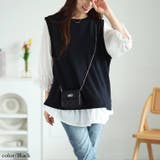 ブラック | 大きいサイズレディース チュニック フェイクレイヤードキャンディスリーブチュニッ… | GOLDJAPAN　大きいサイズ専門店