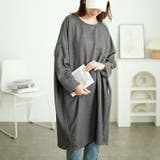 杢グレー | 大きいサイズレディース ワンピース 内側チェック切り替えドルマンワンピース | GOLDJAPAN　大きいサイズ専門店