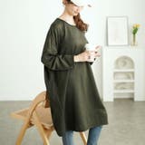 カーキ | 大きいサイズレディース ワンピース 内側チェック切り替えドルマンワンピース | GOLDJAPAN　大きいサイズ専門店