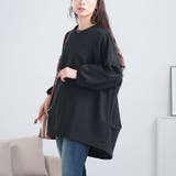 ブラック | 大きいサイズレディース チュニック タック入りテールカットコクーンチュニック | GOLDJAPAN　大きいサイズ専門店