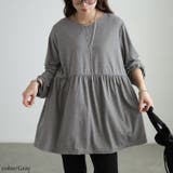 グレー | 大きいサイズレディース チュニック Vネックペプラムチュニック | GOLDJAPAN　大きいサイズ専門店