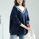 ネイビー | 大きいサイズレディース トップス カットソー | GOLDJAPAN　大きいサイズ専門店