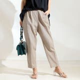 ベージュ | 大きいサイズ レディース 接触冷感麻混テーパードパンツ | GOLDJAPAN　大きいサイズ専門店