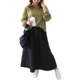 カーキ×ブラック | 大きいサイズ レディース ワンピース | GOLDJAPAN　大きいサイズ専門店