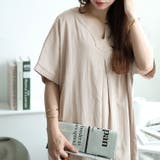 ベージュ | 大きいサイズレディース ワンピース キーネックセンタータックドルマンワンピース | GOLDJAPAN　大きいサイズ専門店