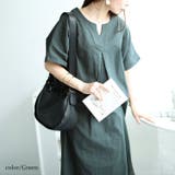 グリーン | 大きいサイズレディース ワンピース キーネックセンタータックドルマンワンピース | GOLDJAPAN　大きいサイズ専門店