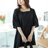 ブラック | 大きいサイズレディース ワンピース スクエアネックコクーンワンピース | GOLDJAPAN　大きいサイズ専門店