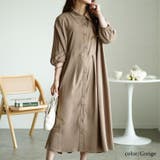 グレージュ | 大きいサイズレディース ワンピース ウエストタックシャツワンピース | GOLDJAPAN　大きいサイズ専門店