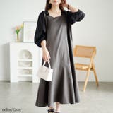 グレー | 大きいサイズレディース ワンピース ブラウスドッキングマーメイドキャミワンピース | GOLDJAPAN　大きいサイズ専門店