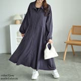 グレー | 大きいサイズレディース ワンピース 楊柳ウエストドロストシャツワンピース | GOLDJAPAN　大きいサイズ専門店