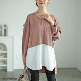 グレージュ | 大きいサイズレディース チュニック フェイクレイヤード肩デザインチュニック | GOLDJAPAN　大きいサイズ専門店