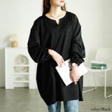 ブラック | 大きいサイズレディース チュニック キーネックコクーン切り替えチュニック | GOLDJAPAN 大きいサイズ専門店
