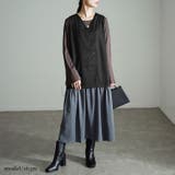 グレー×ブラック | 大きいサイズレディース ワンピース ドッキングベストノースリーブワンピース | GOLDJAPAN　大きいサイズ専門店