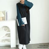 ブラック | 大きいサイズレディース ワンピース 深キーネックジャンパースカート | GOLDJAPAN　大きいサイズ専門店