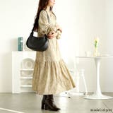 ベージュ | 大きいサイズレディース ワンピース 前後2way花柄ティアードワンピース | GOLDJAPAN　大きいサイズ専門店