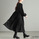 ブラック | 大きいサイズレディース ワンピース サイドリボンベストドッキングワンピース | GOLDJAPAN　大きいサイズ専門店