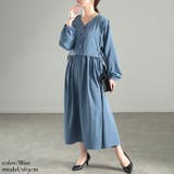 ブルー | 大きいサイズレディース ワンピース サイドリボンベストドッキングワンピース | GOLDJAPAN　大きいサイズ専門店