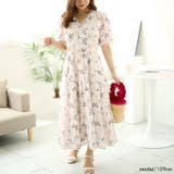 パープル | 大きいサイズレディース ワンピース 蝶々柄ティアードワンピース | GOLDJAPAN　大きいサイズ専門店