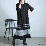 ブラック | 大きいサイズレディース ワンピース 裾プリーツ切替えロングワンピース | GOLDJAPAN　大きいサイズ専門店