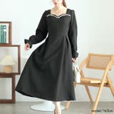 ブラック | 大きいサイズレディース ワンピース ビジュー付きハートネックロングワンピース | GOLDJAPAN　大きいサイズ専門店