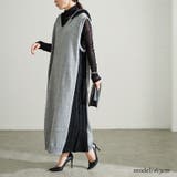 ブラック | 大きいサイズレディース ワンピース 配色ニットノースリーブパーカーワンピース | GOLDJAPAN 大きいサイズ専門店