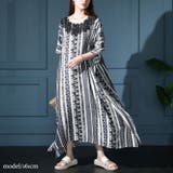 ブラック | 大きいサイズレディース ワンピース 胸元レースエスニック柄ドルマンワンピース | GOLDJAPAN　大きいサイズ専門店