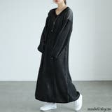 ブラック | 大きいサイズレディース ワンピース ツートンリブVネックワンピース | GOLDJAPAN　大きいサイズ専門店