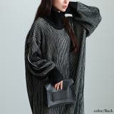 ブラック | 大きいサイズレディース ワンピース 配色切り替えストライプニットワンピース | GOLDJAPAN　大きいサイズ専門店