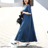 ブルー | 大きいサイズレディース ワンピース バックロゴマーメイドワッフルワンピース | GOLDJAPAN　大きいサイズ専門店