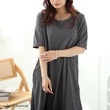 チャコール | 大きいサイズレディース ワンピース バックロゴマーメイドワッフルワンピース | GOLDJAPAN　大きいサイズ専門店