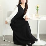 ブラック | 大きいサイズレディース ワンピース フェイクレイヤードフレアワンピース | GOLDJAPAN　大きいサイズ専門店