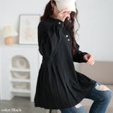 ブラック | 大きいサイズレディース チュニック プリーツ切り替えキーネックチュニック | GOLDJAPAN 大きいサイズ専門店