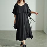 ブラック | 大きいサイズレディース ワンピース フェイクトップスレイヤードサイドリボンワンピ… | GOLDJAPAN 大きいサイズ専門店